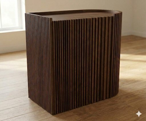 AI-assisted visualisation of the curved timber cabinet