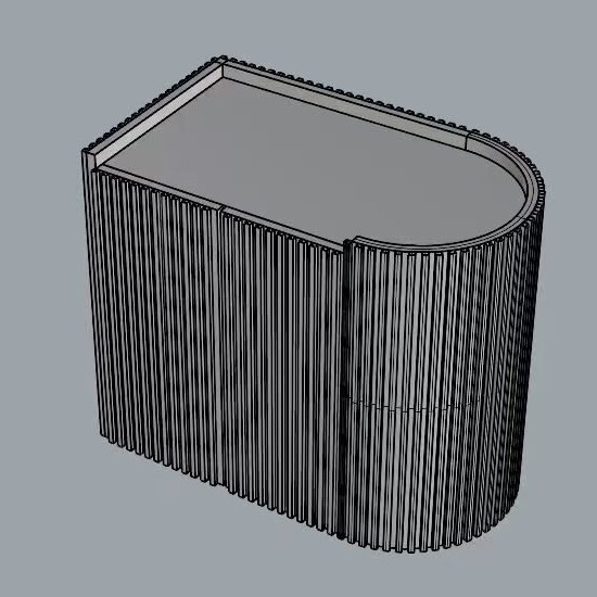 Curved timber cabinet model developed in Rhino